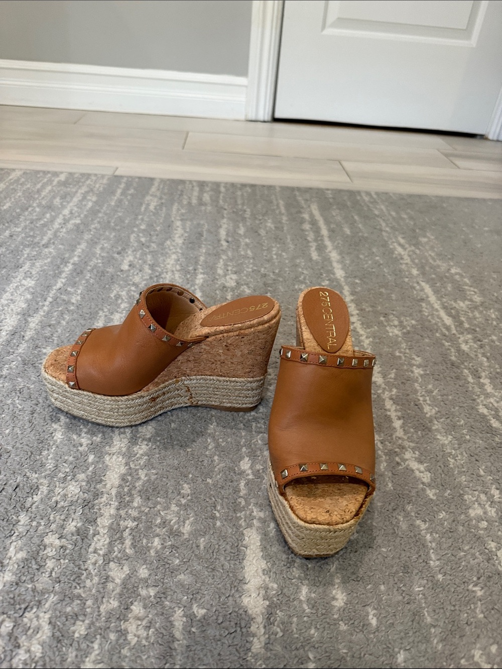 Wedge Espadrille Slide Sandals - Brown